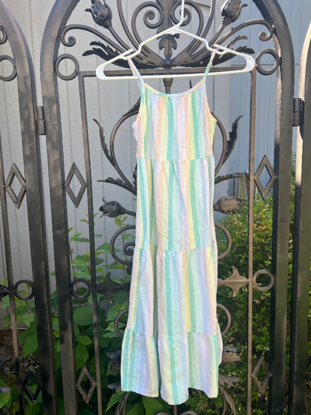 Cat & Jack Pastel Rainbow Stripe Tiered Maxi Dress